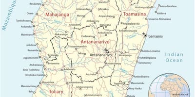 નકશો મેડાગાસ્કર ઓફ એરપોર્ટ