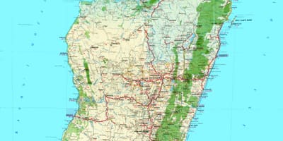 નકશો ભૌગોલિક મેડાગાસ્કર