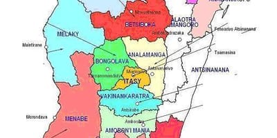 નકશો મેડાગાસ્કર ઓફ વિસ્તારો