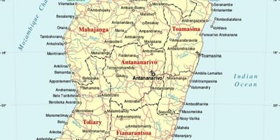 મેડાગાસ્કર સાથે નકશો શહેરો